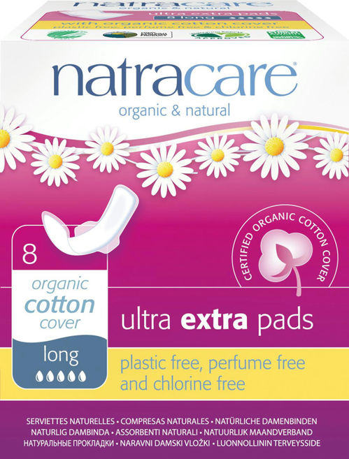 NATRACARE menstruační vložky ultra extra long s křidélky NATRACARE