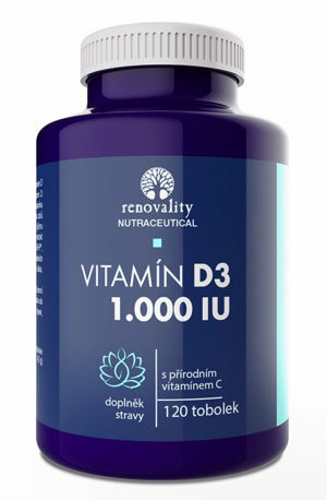 Renovality RENOVALITY Vitamín D3 1.000 IU obohacený přírodním vitamínem C