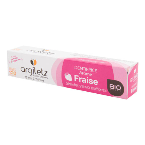 Zubní pasta pro děti s bílým a růžovým jílem jahoda BIO expirace 9/2022 Argiletz
